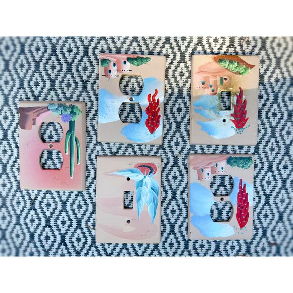 Vintage Ceramic Electric Switch Covers Southwestern Hand painted Design Home - Picture 1 of 7